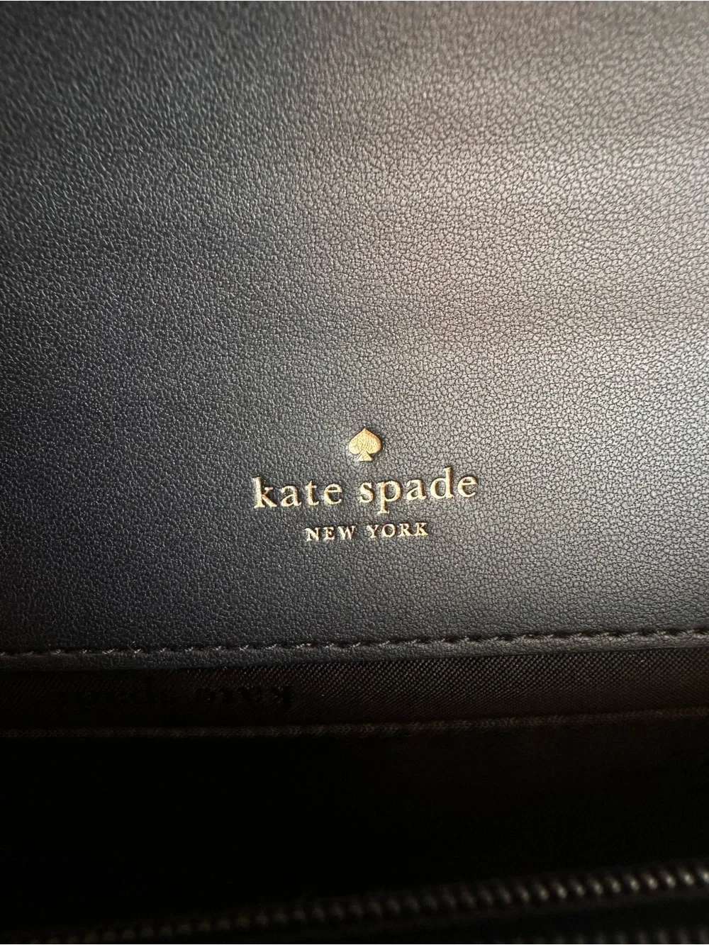 kate spade Black Leather Crossbody with Gold Chain